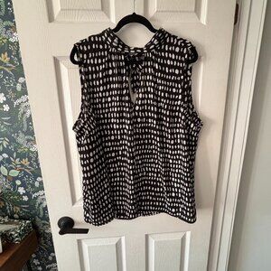 Penningtons Natural Dot Tie Neck Blouse